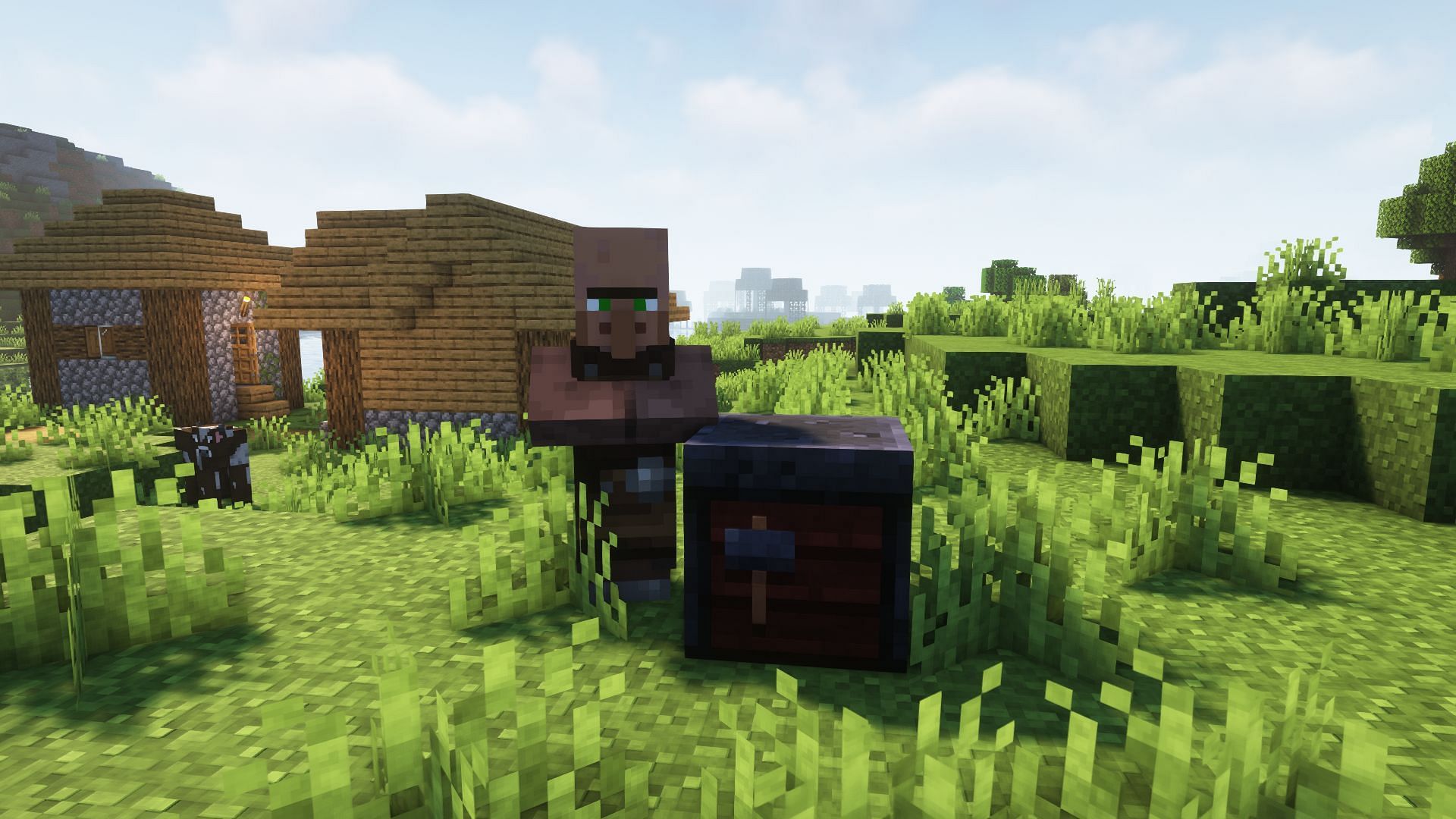 A toolsmith in the game next to its smithing table (Image via Mojang)