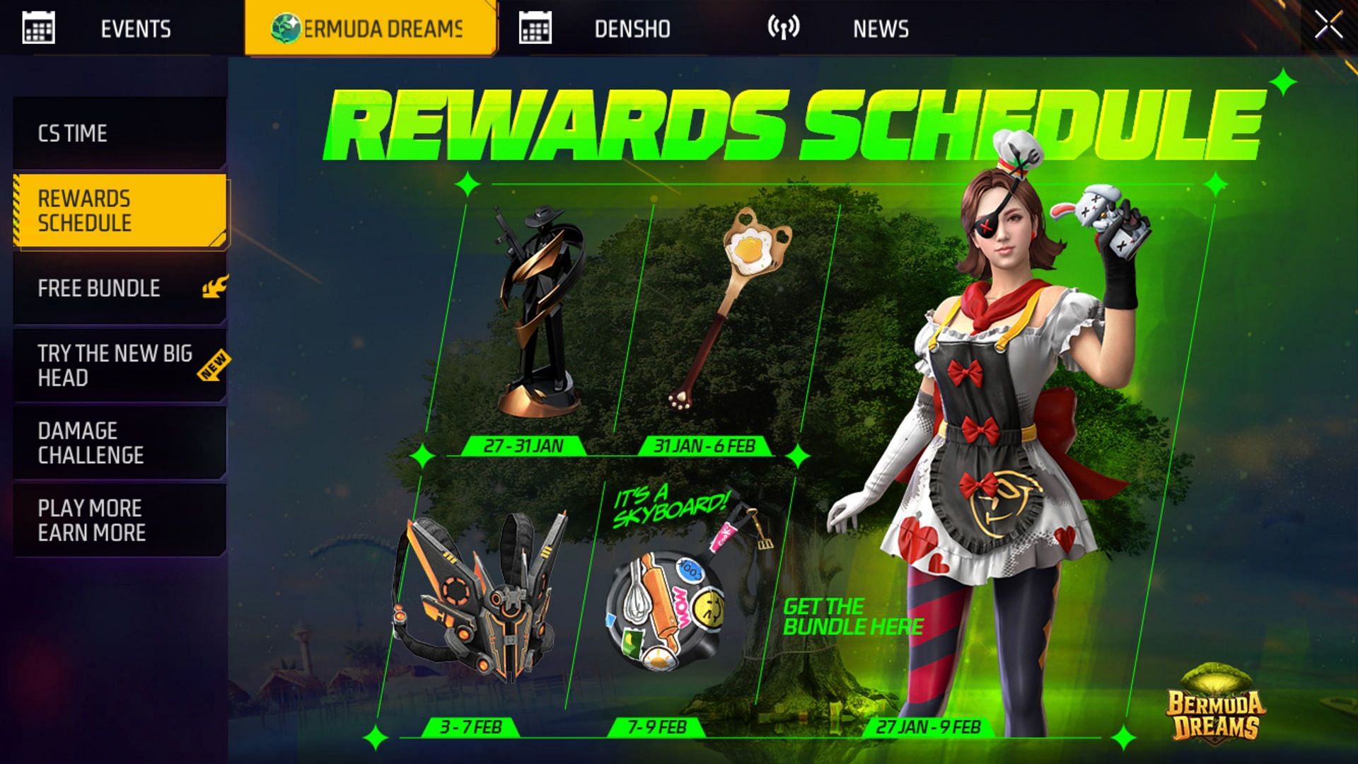 Looking at some of the other rewards in the game (Image via Garena)