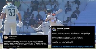 "Petition to bring back Ajinkya Rahane" - Fans slam Virat Kohli as he drops Steve Smith's catch at slip