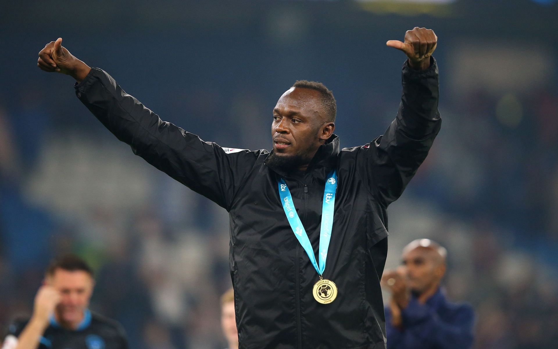 Usain Bolt after victory over England in the Soccer Aid for Unicef 2021 match between England and Soccer Aid World XI in 2021