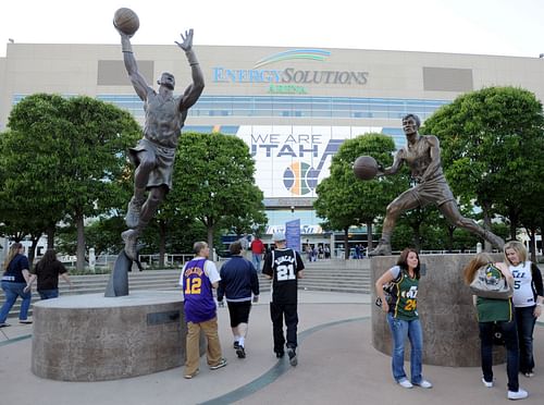 Karl Malone and John Stockton got their statues in Salt Lake City, Utah (Image via Getty Images)