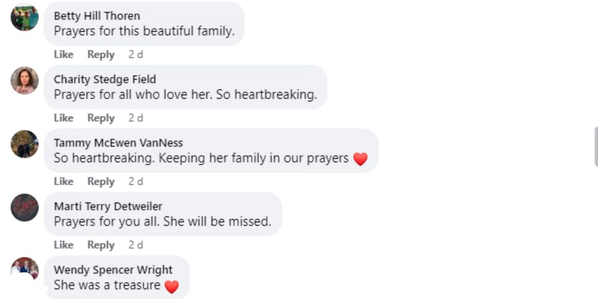 Social media users shared their condolences for Christine&#039;s family (Image via Facebook)