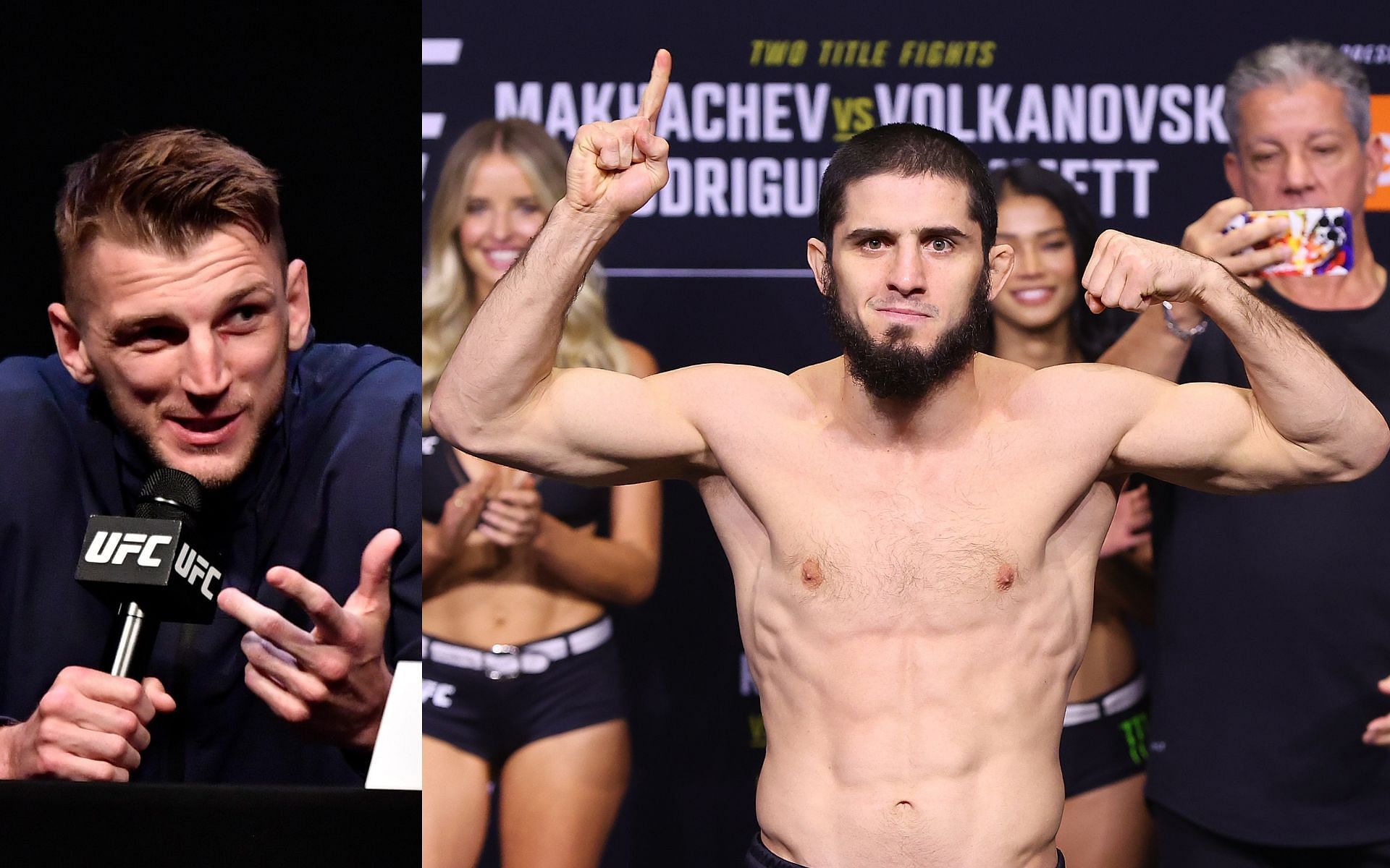 Dan Hooker (left) and Islam Makhachev (right). [via Getty Images]