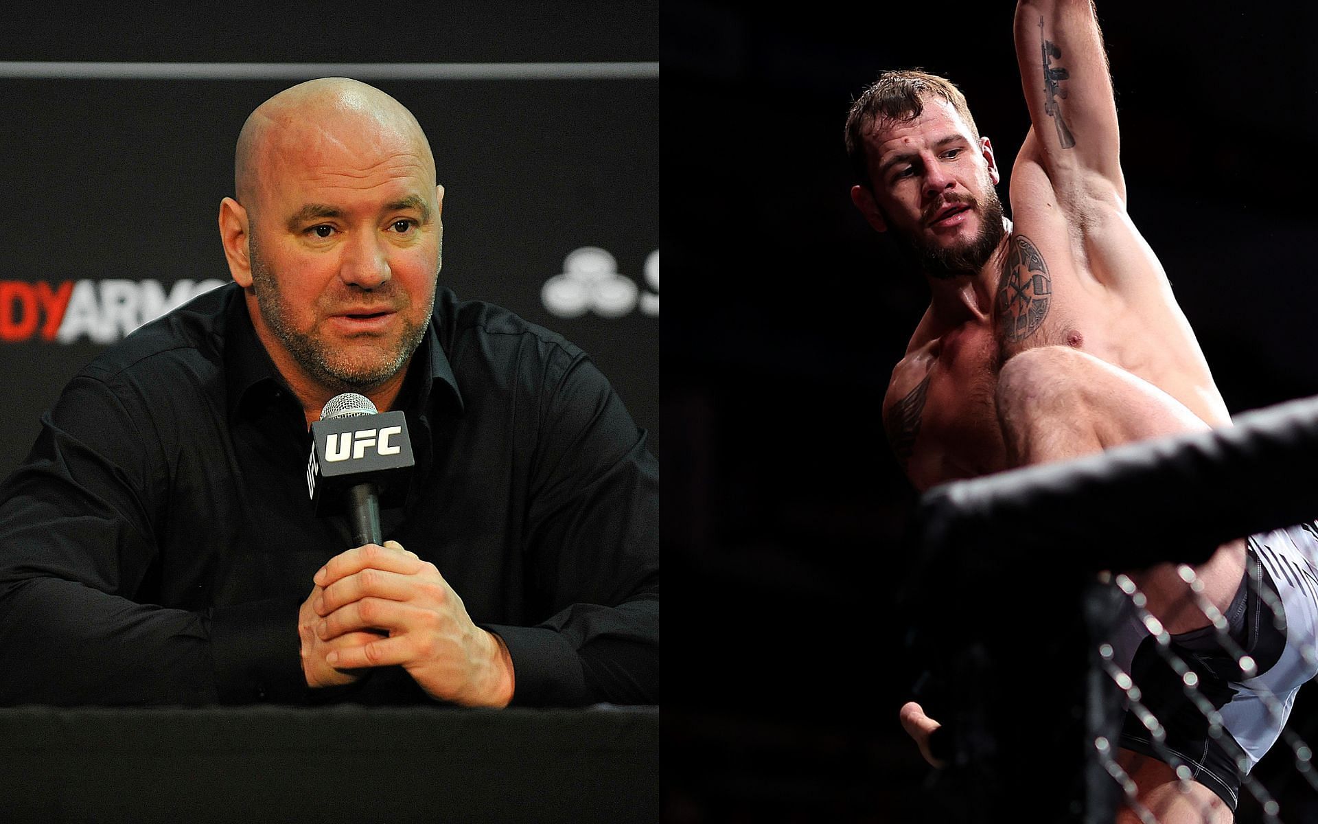 Dana White (Left), Canceled UFC main-event fighter Nikita Krylov (Right) 