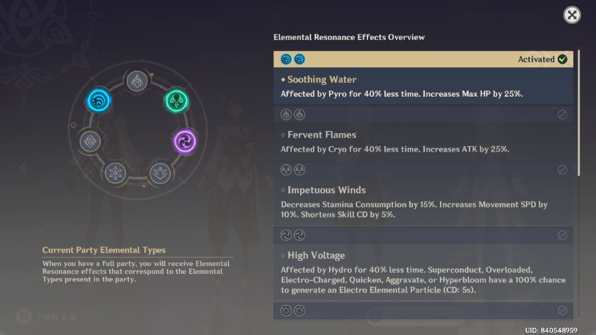 Genshin Impact&#039;s Elemental Resonance feature provides extra buffs (Image via HoYoverse)