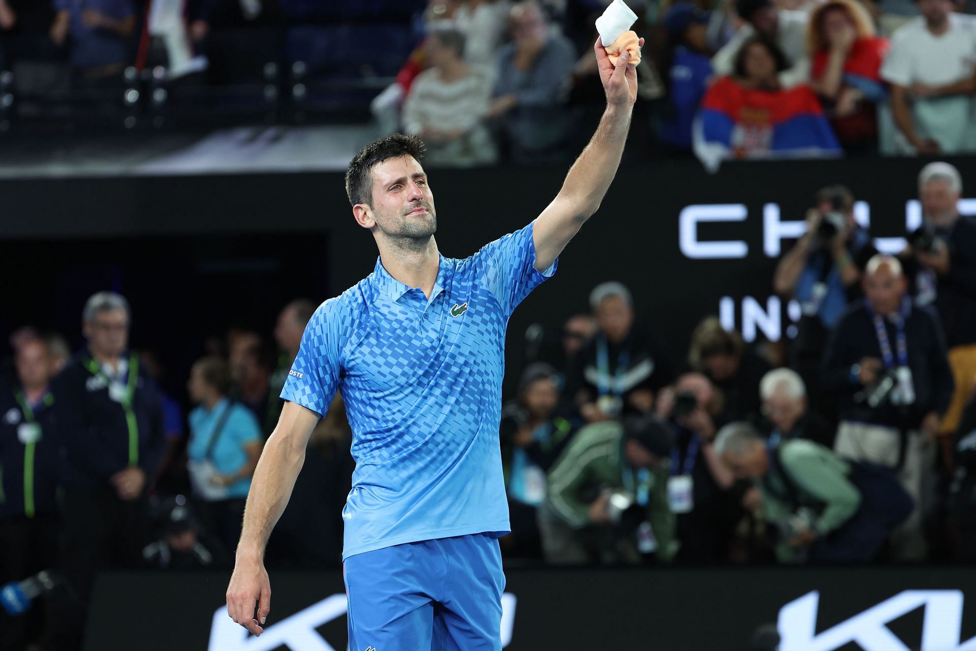 Novak Djokovic after winning the 2023 Australian Open