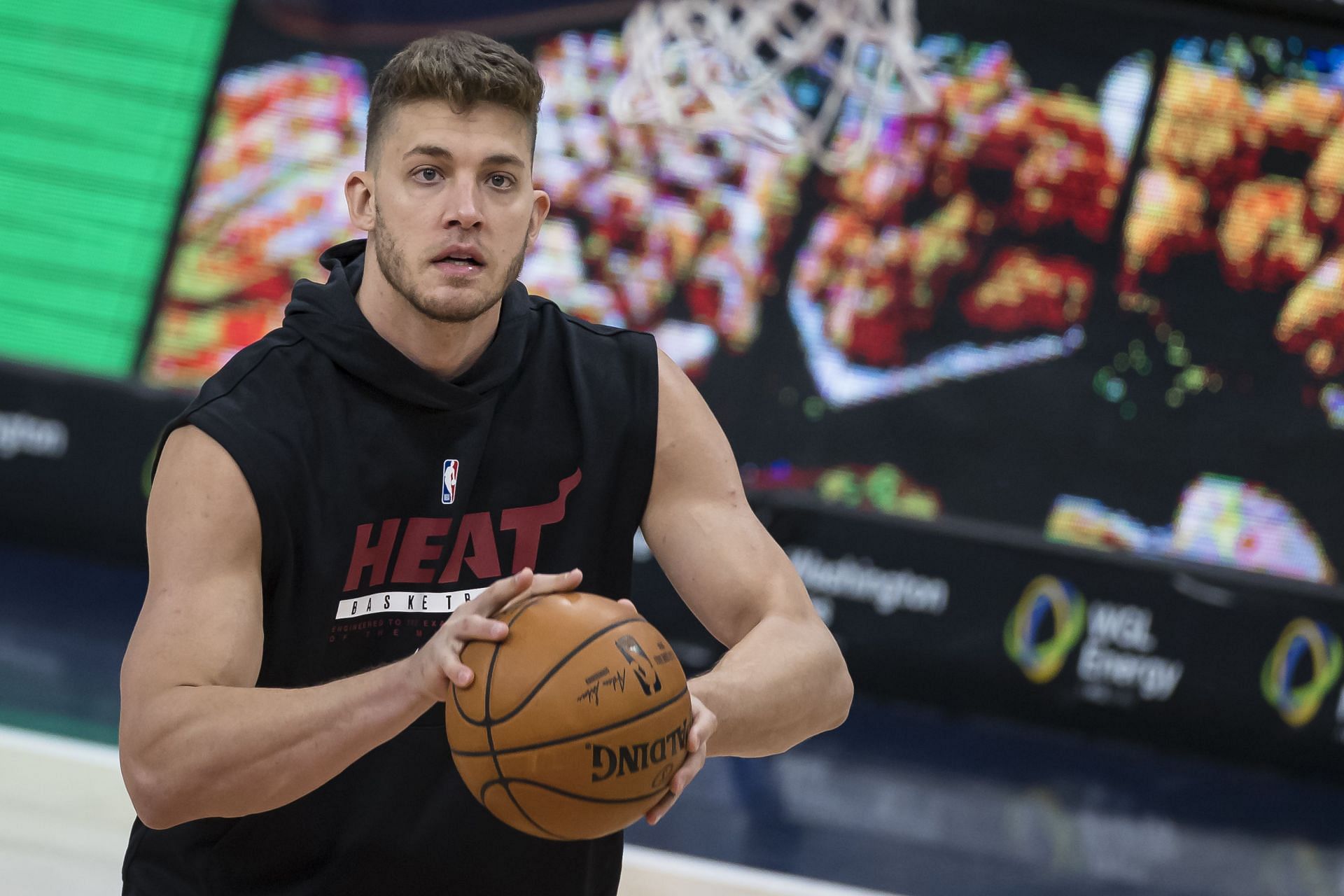 Meyers Leonard playing for the Miami Heat
