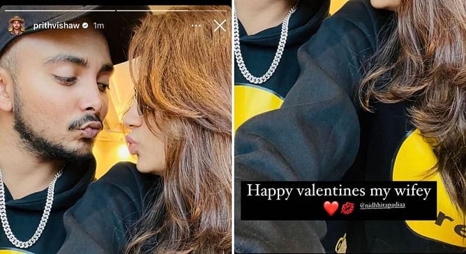 [Picture] “Happy valentines my wifey” – Prithvi Shaw confirms relationship with Nidhi Tapadia on Instagram