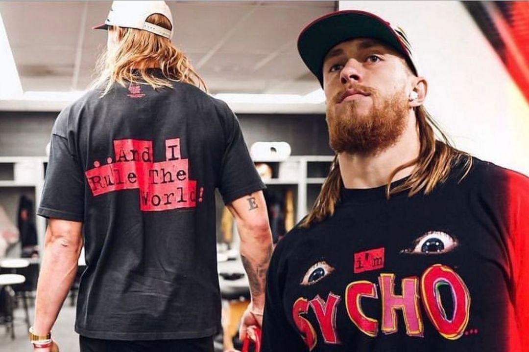 49ers TE George Kittle wearing Psycho Sid WWE shirt 