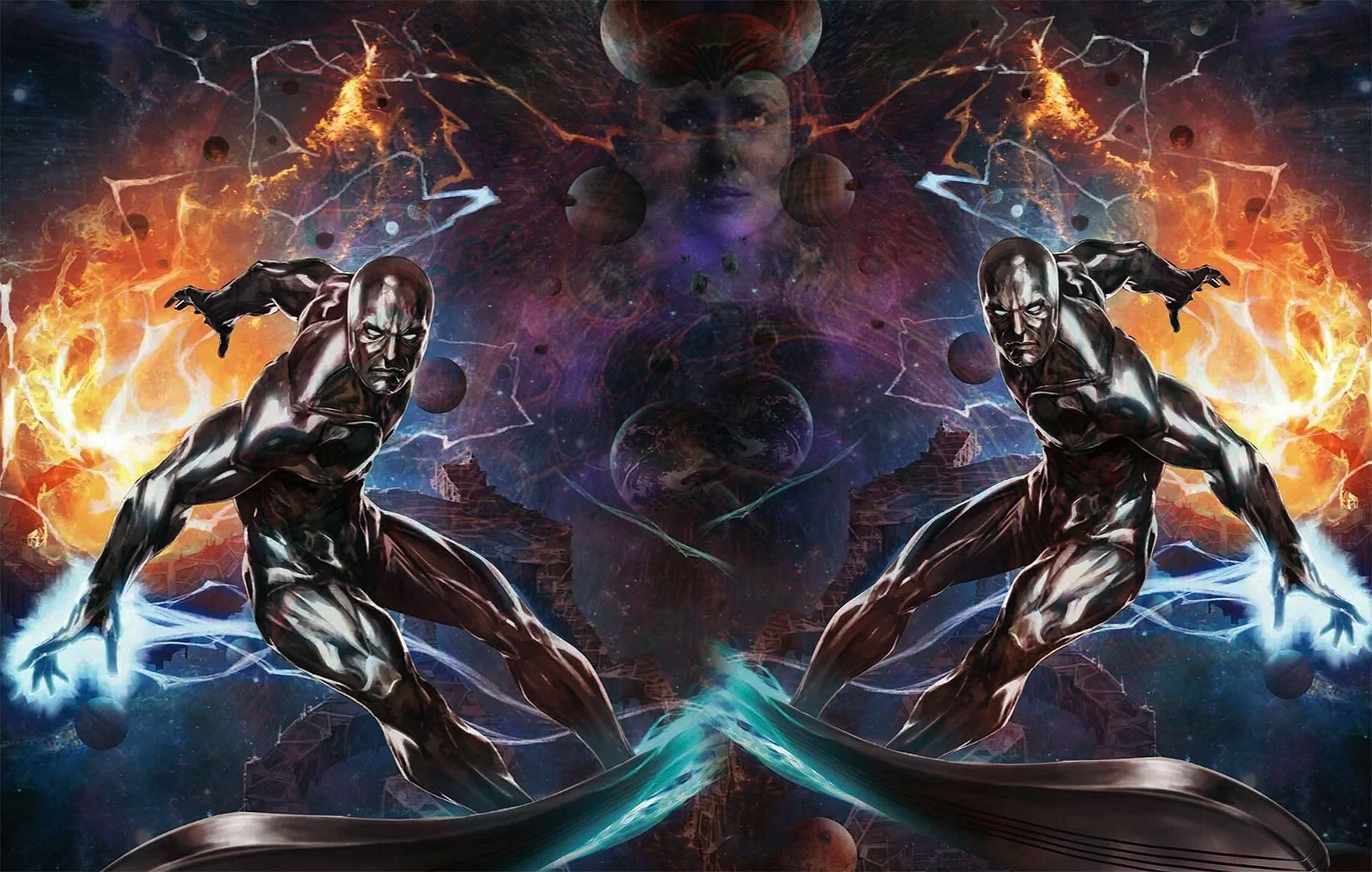 Silver Surfer is a humanoid cosmic entity born from a fusion of two opposing cosmic energies. (Image via Marvel)