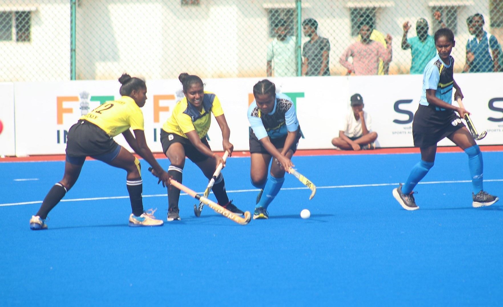 Andaman and Nicobar players in action during the 13th Hockey India Senior Women