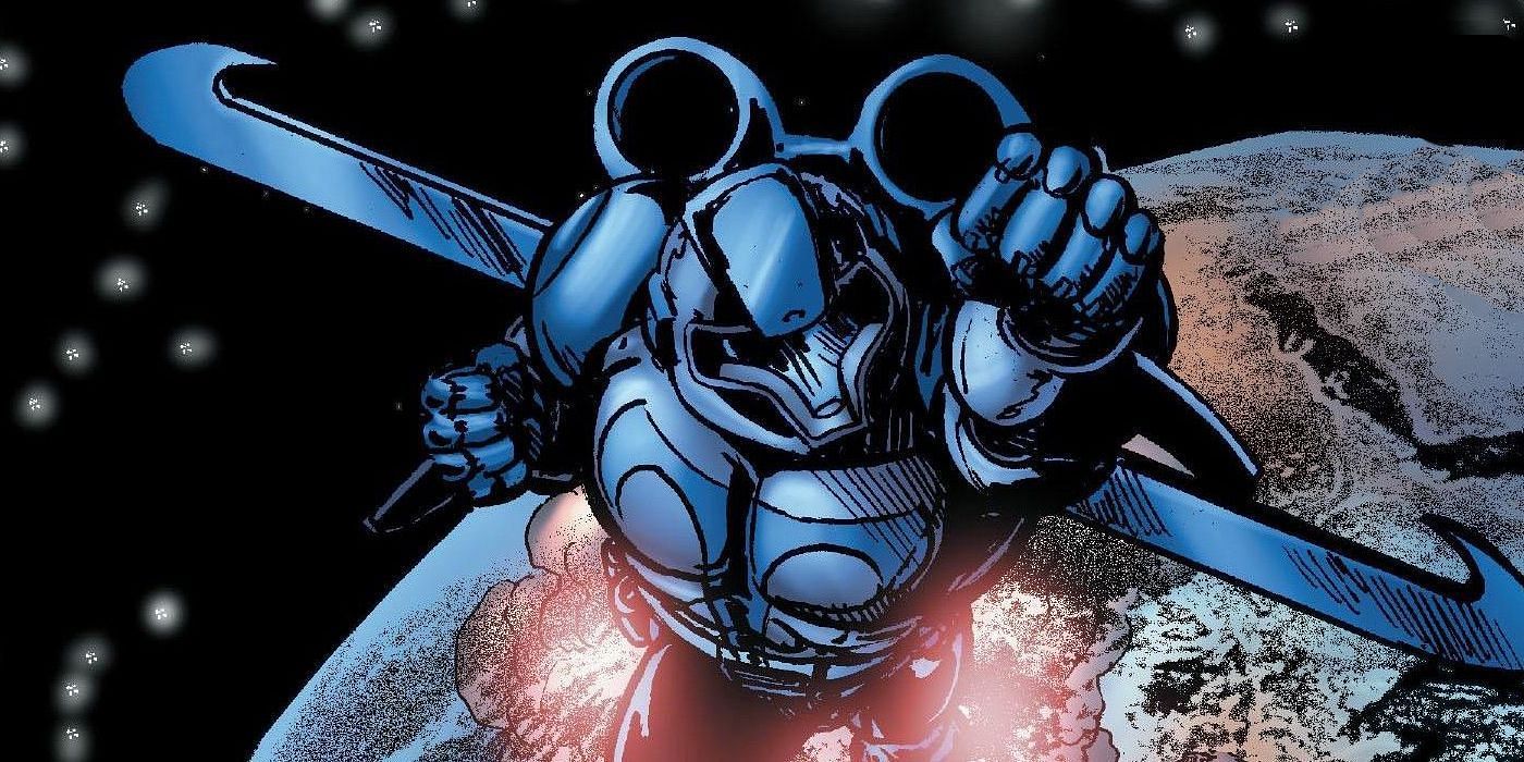 Armed and dangerous. This armored superhero is a master of combat and weaponry in The Boys&#039; Universe (Image via Dynamite Entertainment)