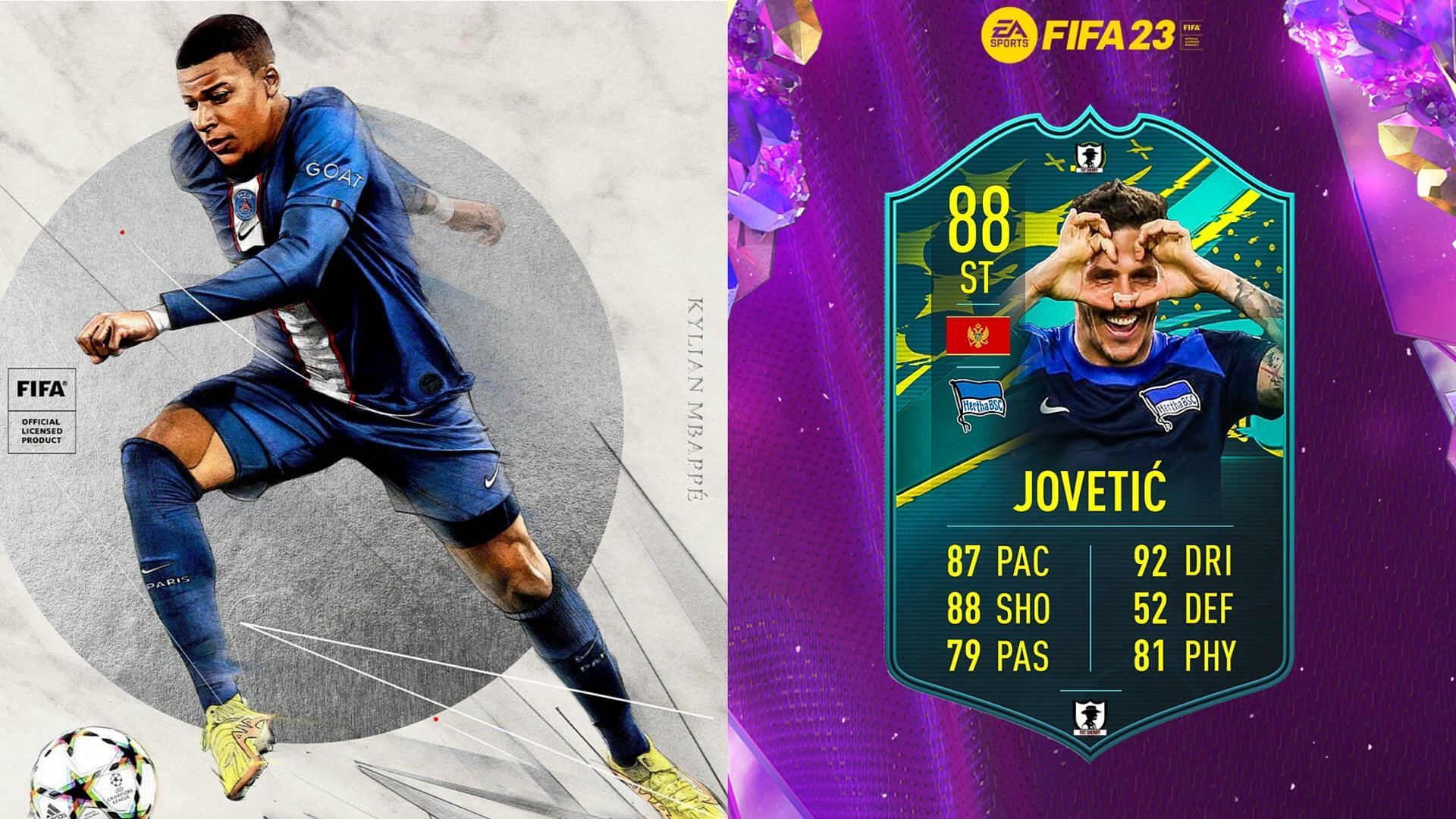 The Stevan Jovetic Moments SBC is set for a release in FIFA 23 (Images via EA Sports, Twitter/FUT Sheriff)