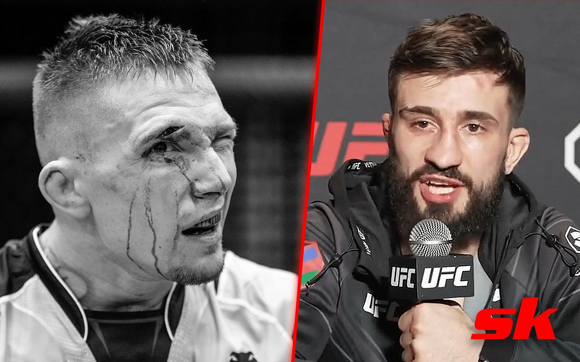 Evan Elder cut (Left) Nazim Sadykhov (Right) [Images via: @MMAFighting and @MMAJunkie on Twitter]