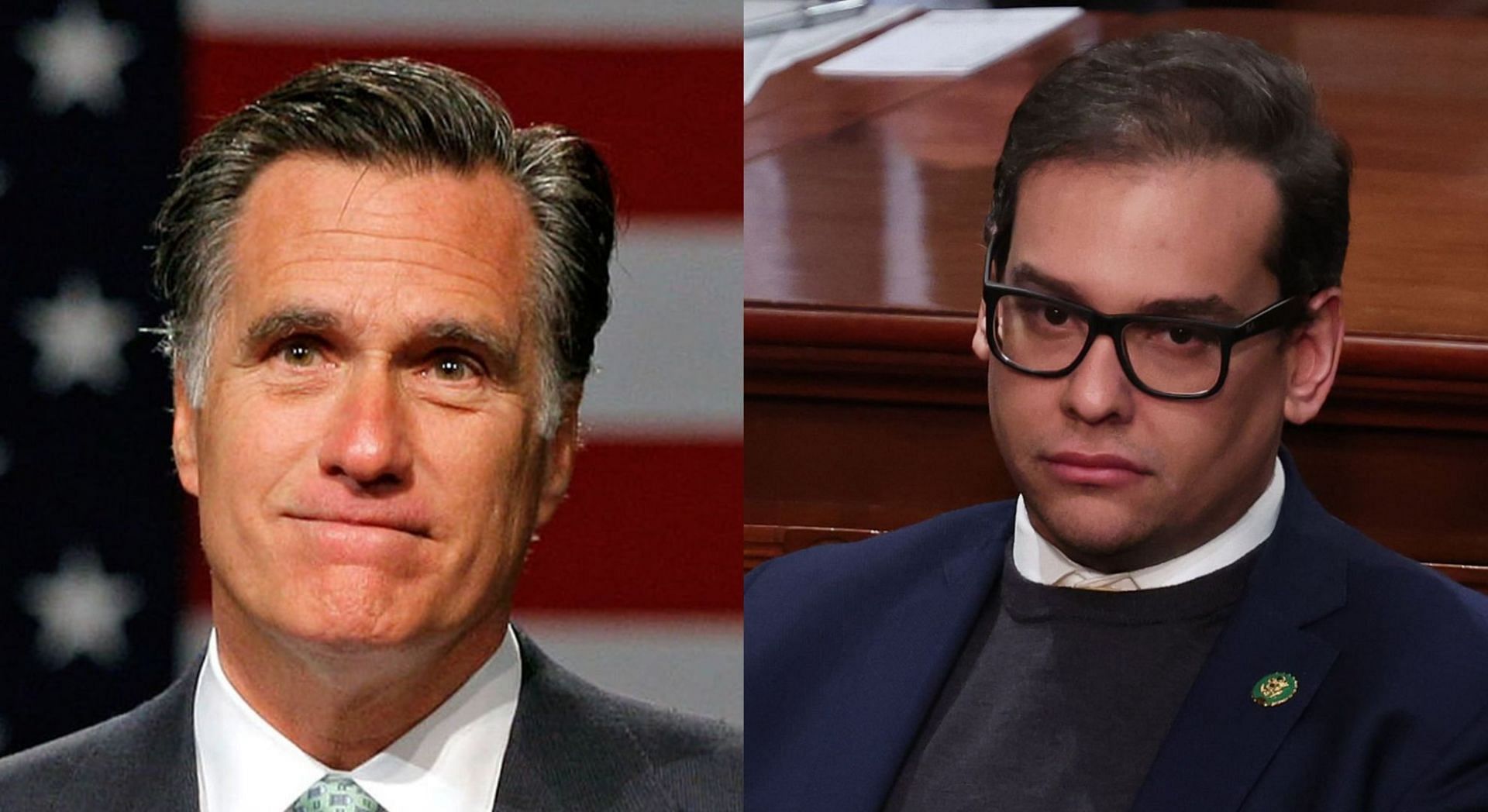 George Santos and Mitt Romney heated exchange from State of the Union went viral online (Image via Getty Images)