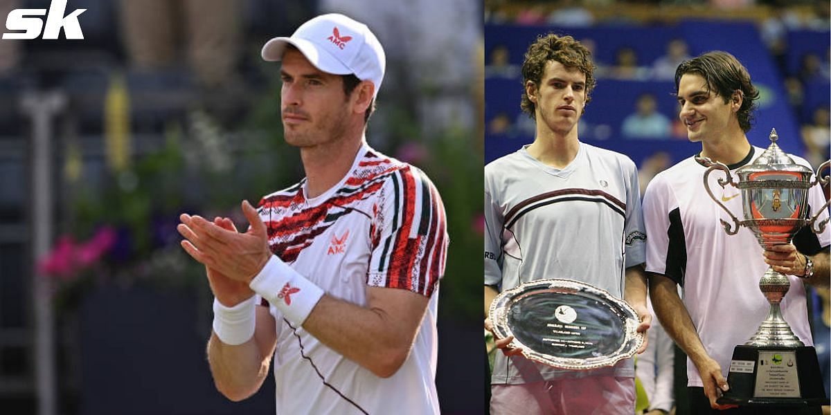Andy Murray and Murray with Roger Federer at the 2005 Bangkok Open