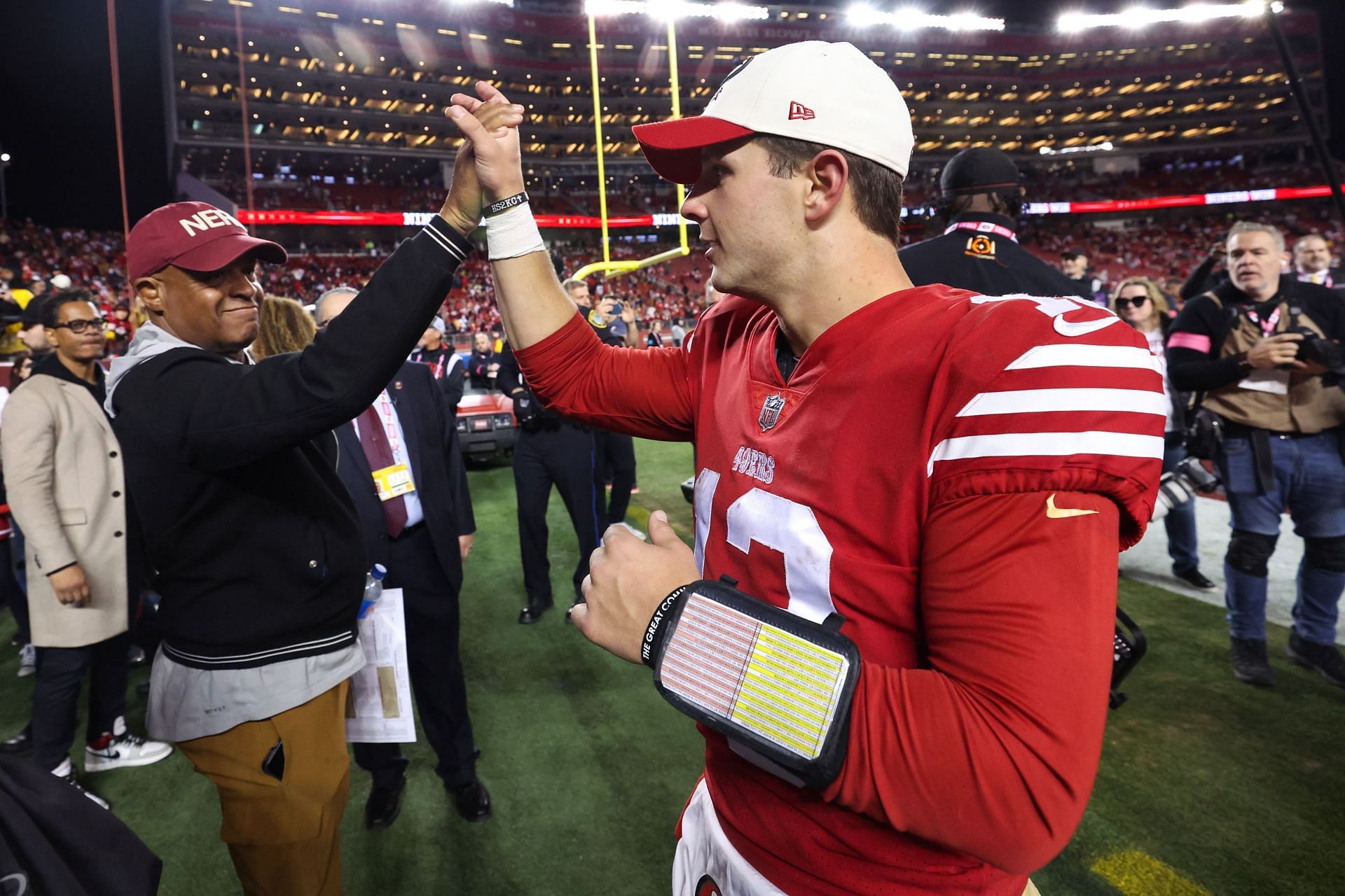 Purdy is congratulated following the 49ers' victory over cowboys