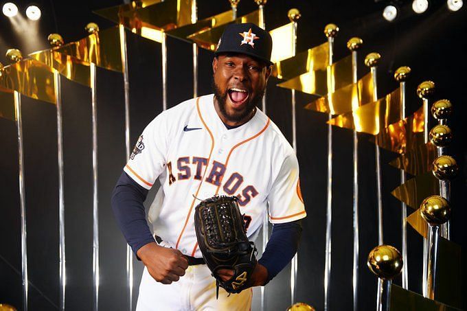 Robinson Cano of the Dominican Republic's World Baseball Classic team  smiles during an exhibition game against the Atlanta Braves on March 8, 2023,  in North Port, Florida. (Kyodo)==Kyodo Photo via Credit: Newscom/Alamy