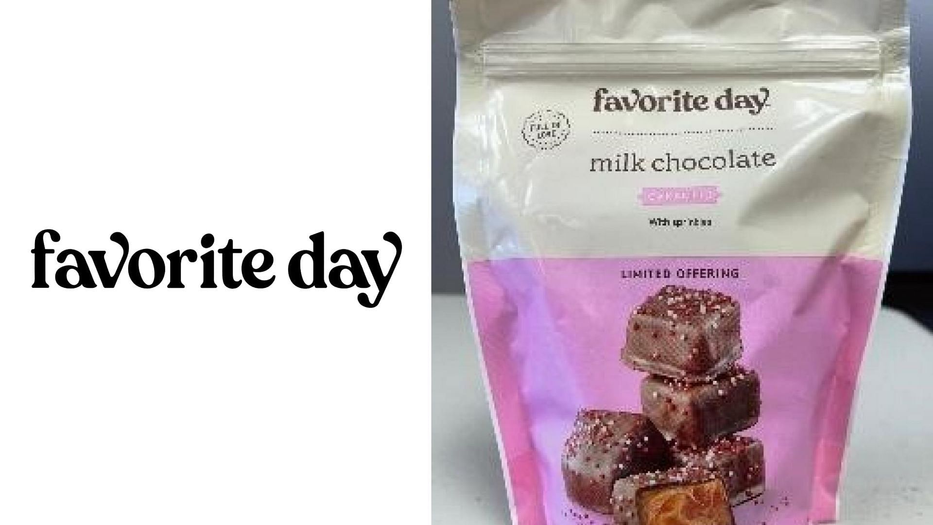 the recalled Favorite Day branded Valentine&#039;s Milk Chocolate Covered Caramels with Nonpareils pose severe to life-threatening risks when consumed by people with tree-nut related allergies (Image via FDA)
