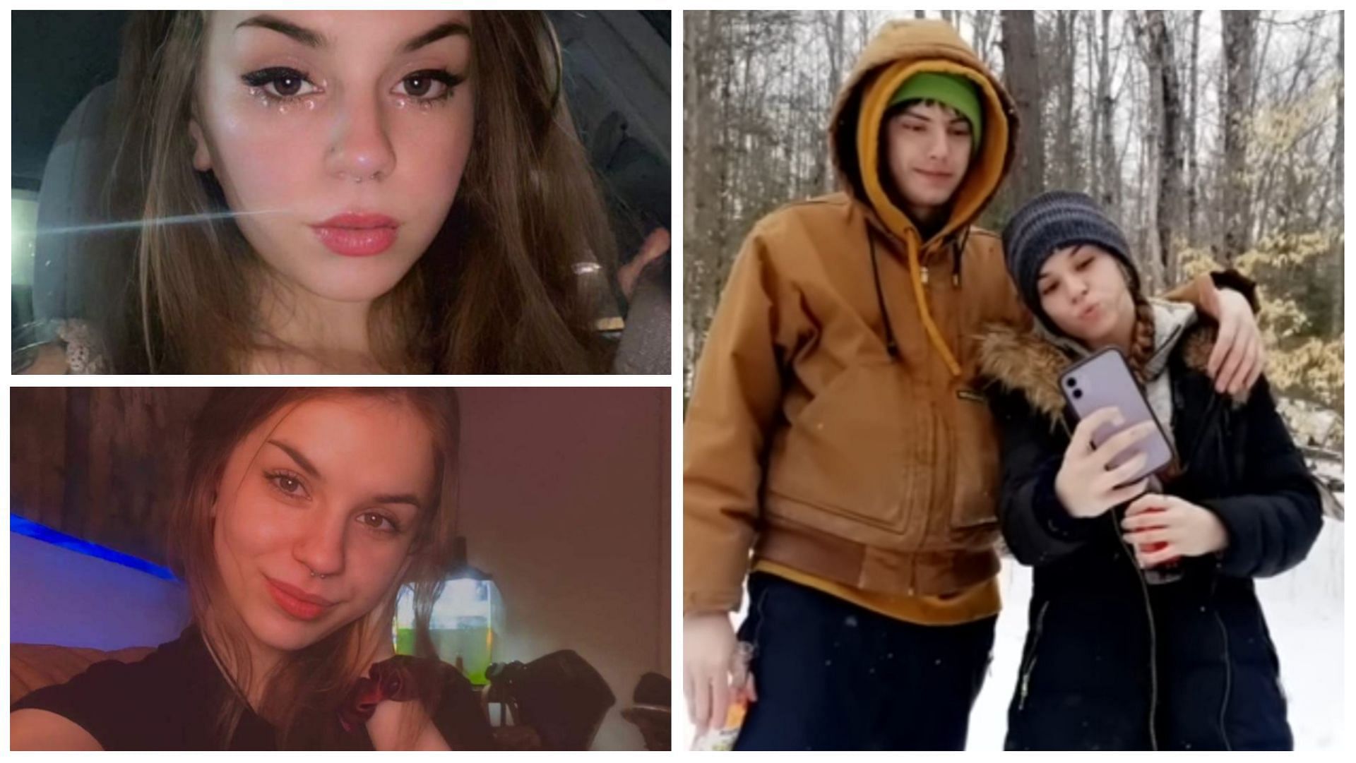 Nate Jackson allegedly shot his girlfriend Amber first, before turning the gun on himself, (Images via Amber Leigh/Facebook and FOX 2 Detroit/YouTube)