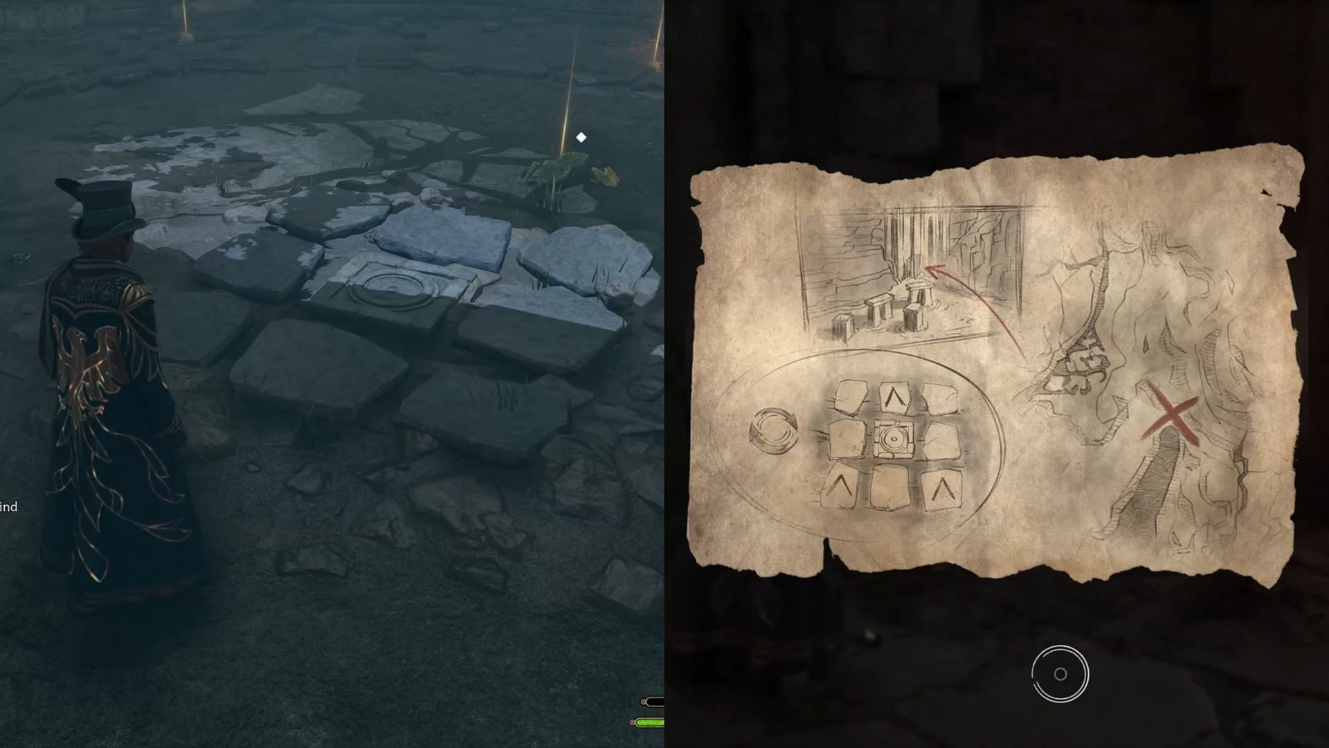 Solving the puzzle for Cursed Tomb Treasure (Images via @PS5Trophies on YouTube)