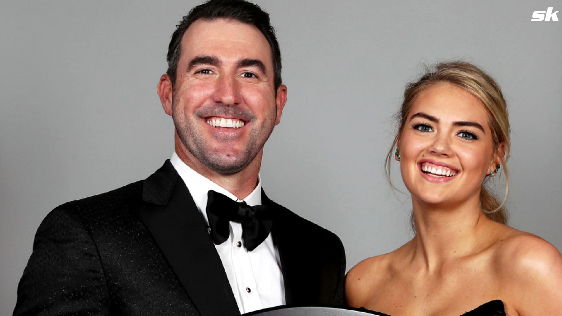 Kate Upton with Justin Verlander at 2020 Baseball Writers&rsquo; Association of America awards dinner. (Source: Mary DeCicco/Getty Images)