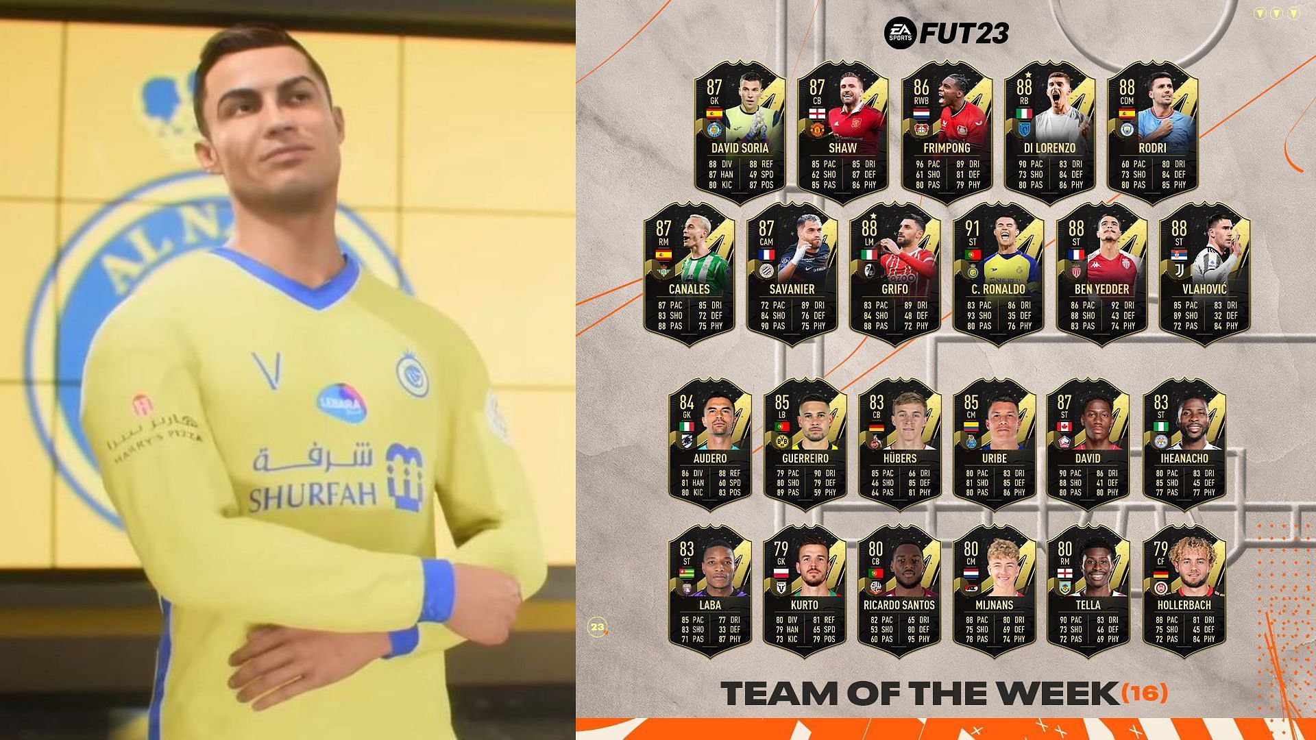 Team of the Week 16 has been released in FIFA 23 (Image via EA Sports FIFA)