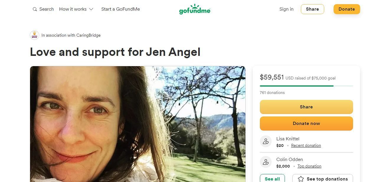 Jen Angel GoFundMe page (Image via GoFundMe)