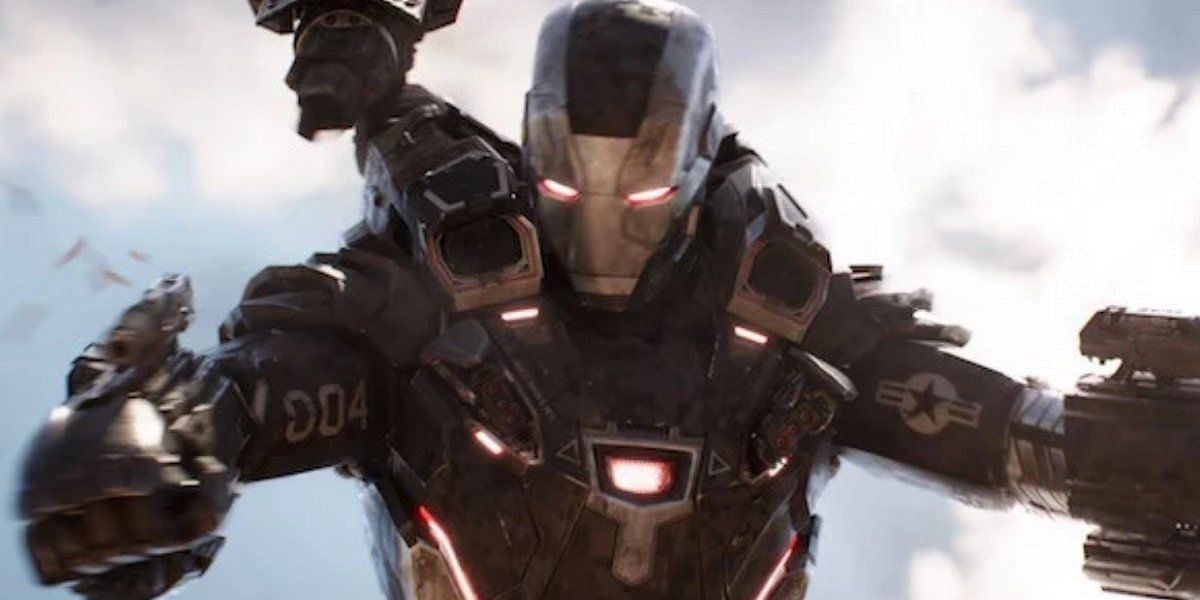 A high-tech suit of armor on the battlefield (Image via Marvel Studios)