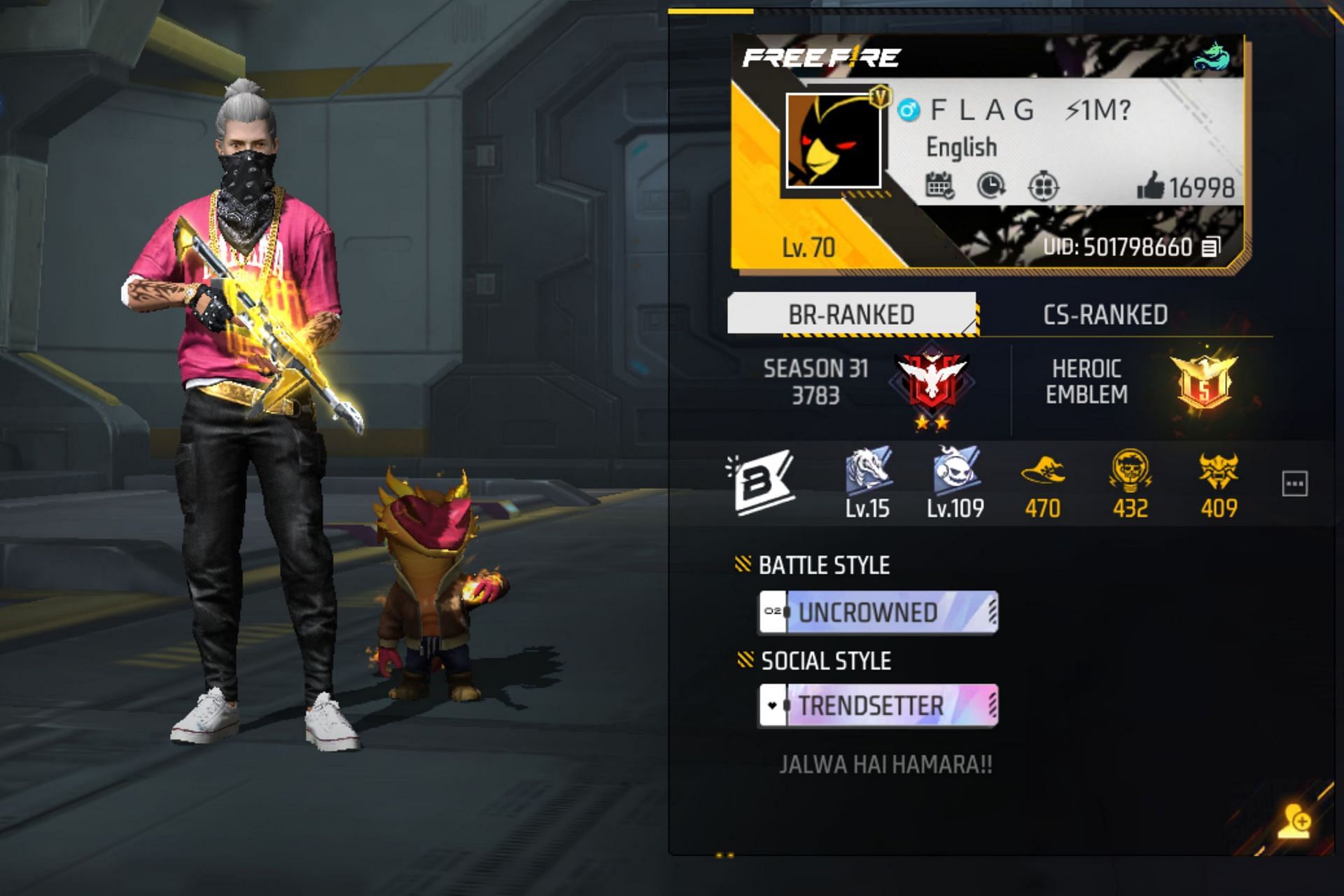 4Flag Gamer&rsquo;s Free Fire MAX ID (Image via Garena)