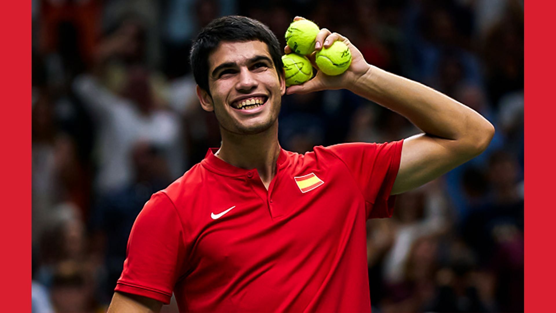 Carlos Alcaraz holding tennis balls