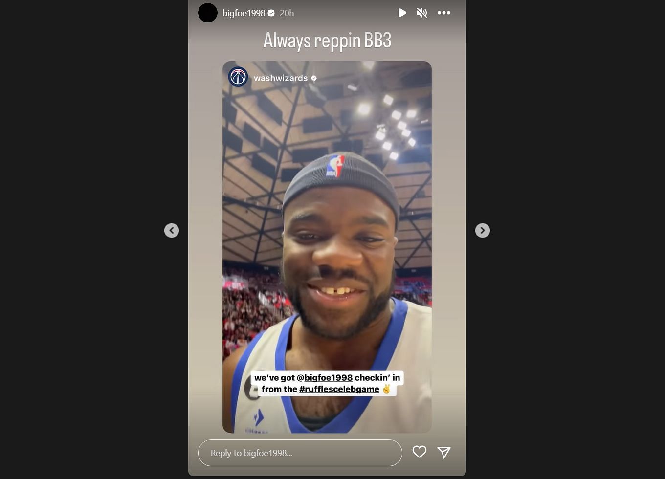 Tiafoe reacts to playing in the NBA All-Star Celebrity Game.