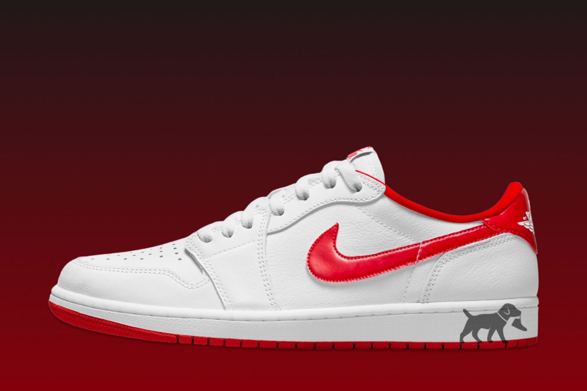 Take a closer look at the arriving Air Jordan 1 Low Metallic Red shoes (Image via Sole Retriever)