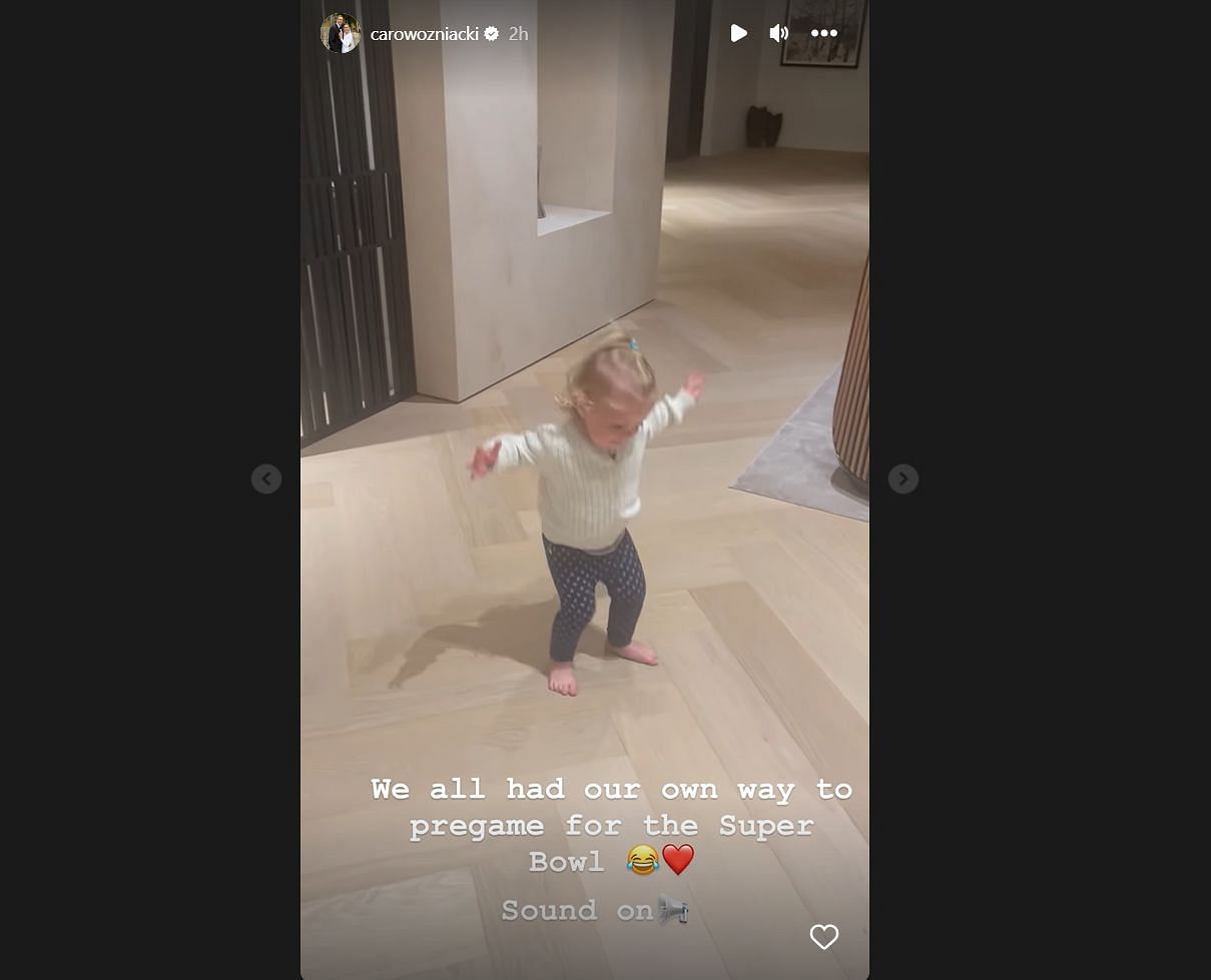 Wozniacki shares her daughter Olivia's cute dance on social media.