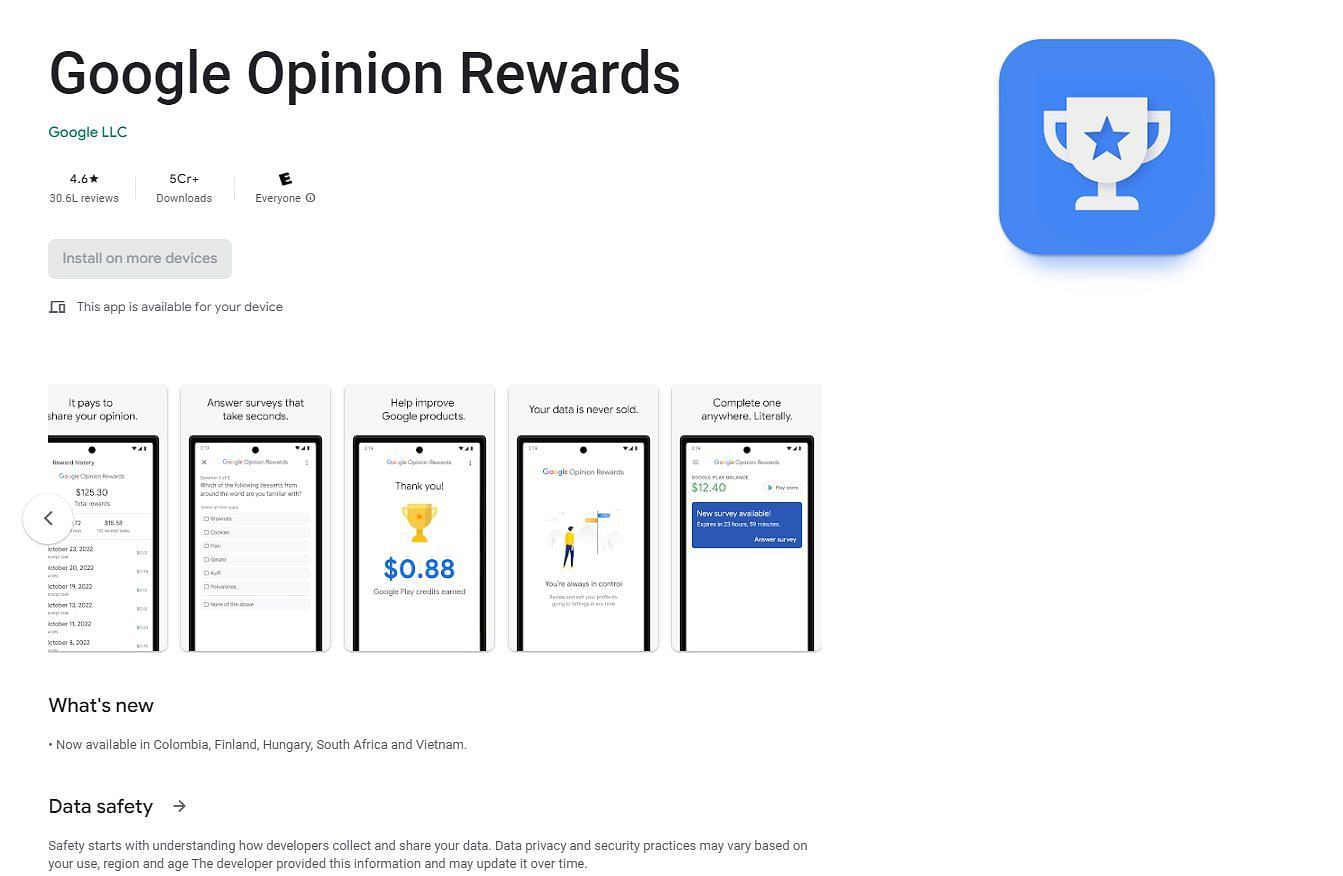 Google Opinion Rewards is a popular alternative among gamers (Image via Google Play Store)