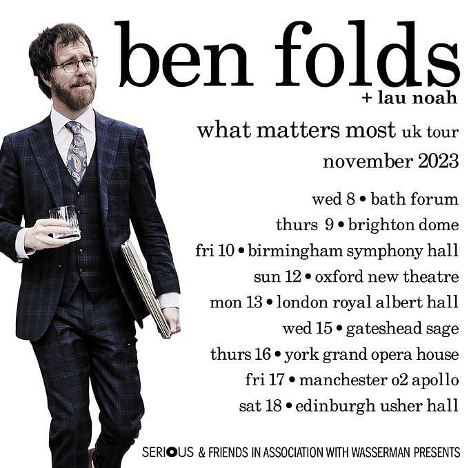 Ben Folds Tour 2023 Tickets, where to buy, dates, venues and more