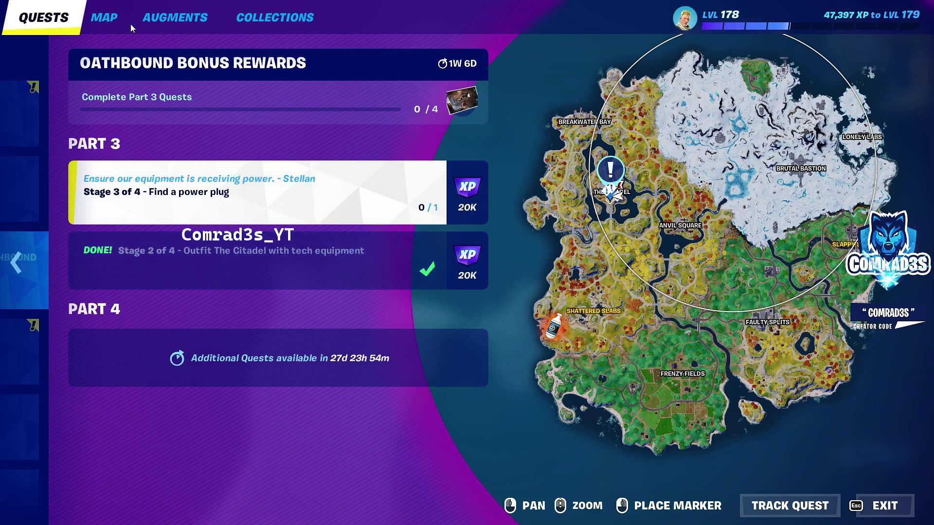Location of the ower plug on the Fortnite map (Image via YouTube/Comrad3s)