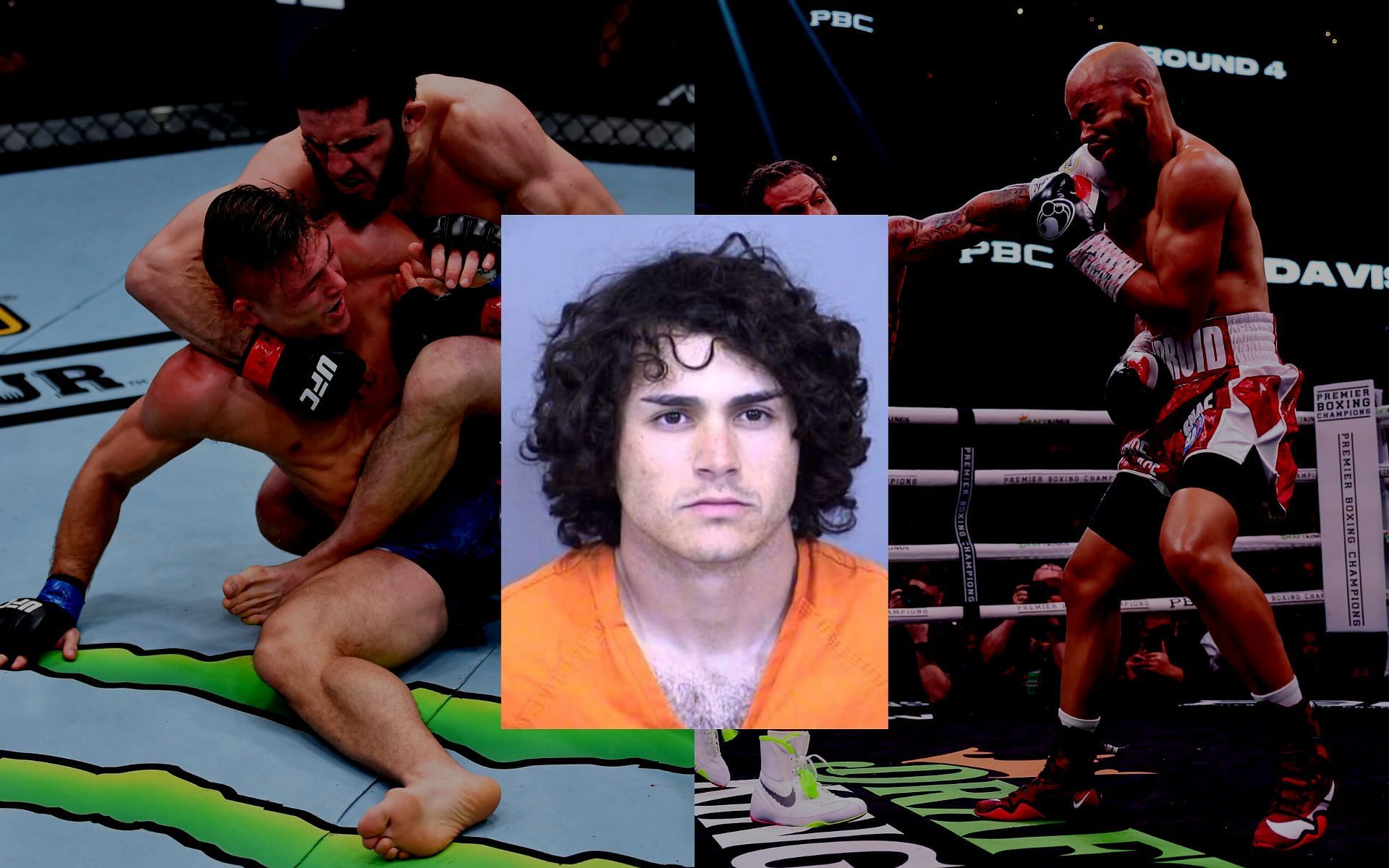 MMA vs. Boxing (Background), Cameron Drake (Center) [Image courtesy: Getty, aznews.com]