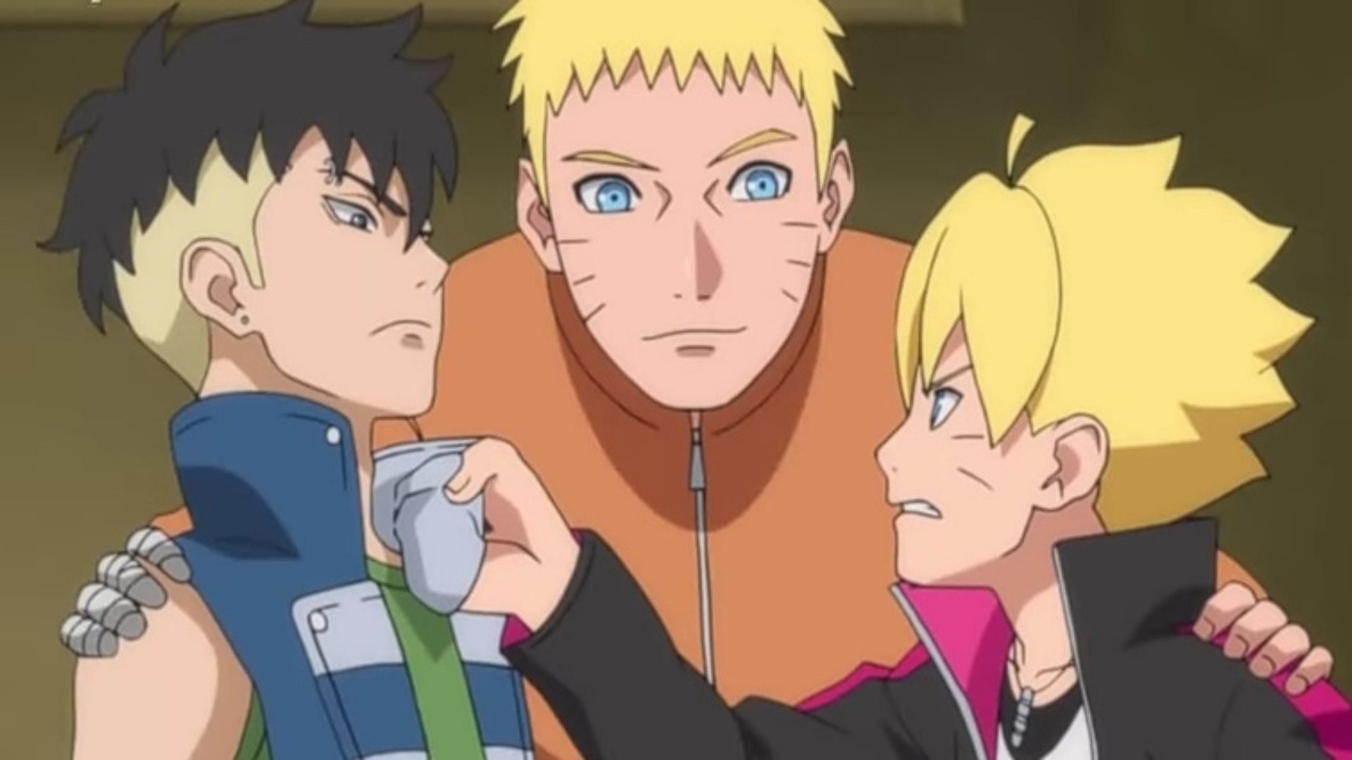 Boruto, Naruto, and Kawaki as in the anime (Image via Studio Pierrot)
