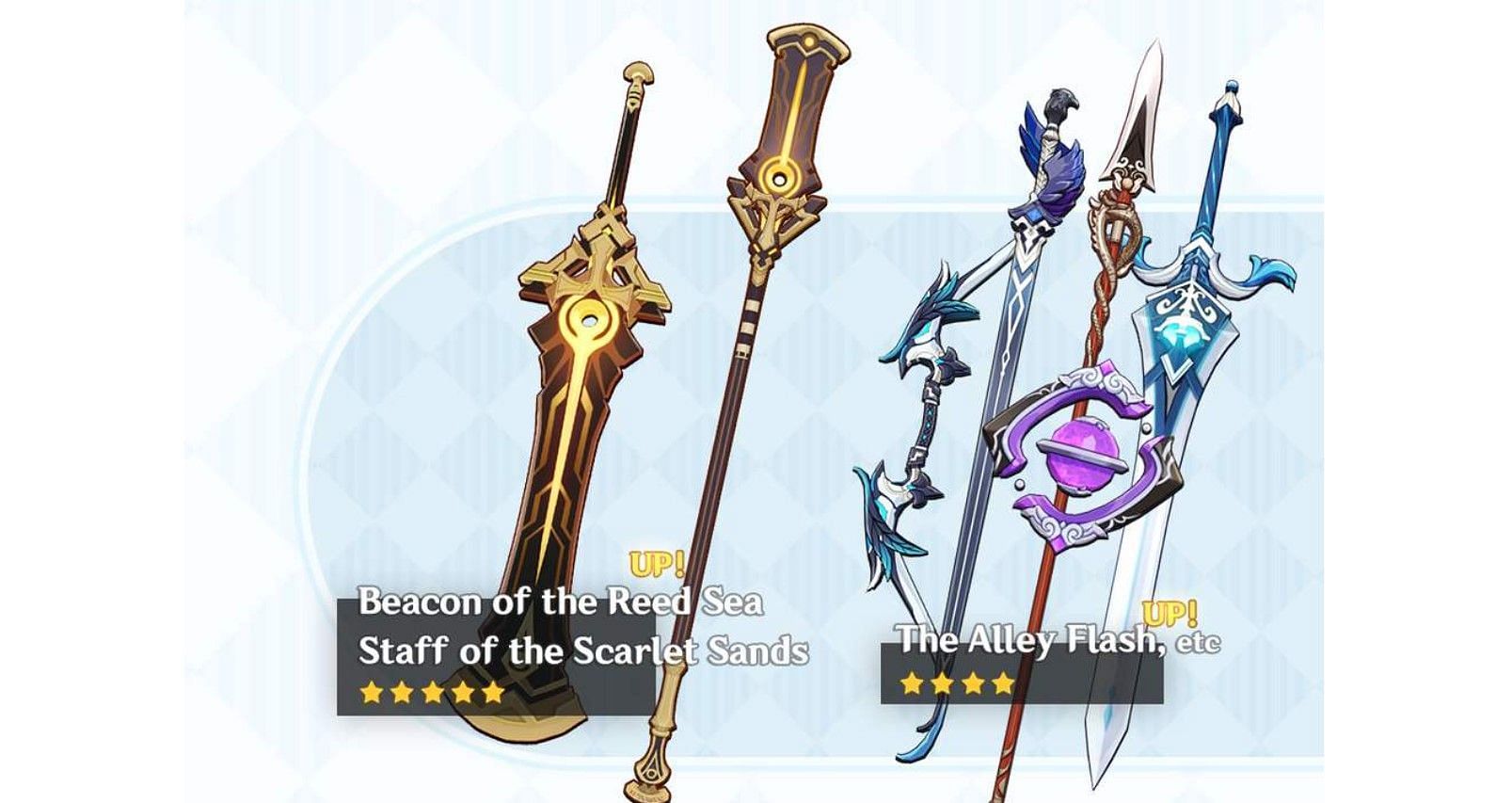 BiS weapons for Dehya and Cyno (Image via HoYoLAB)