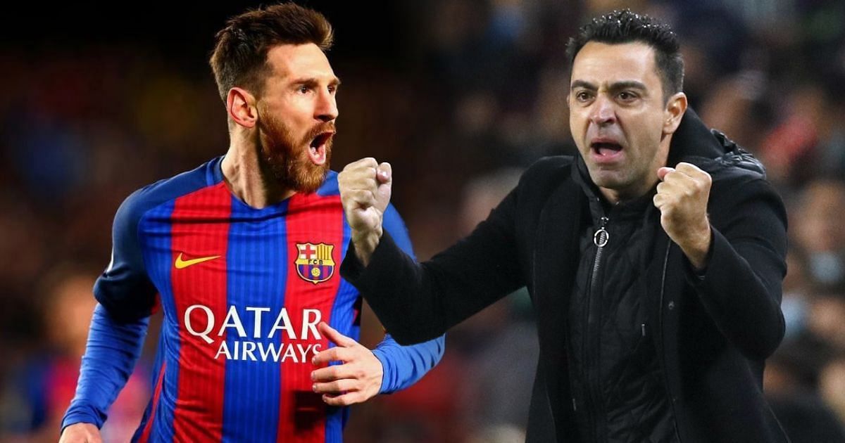 Barcelona manager Xavi Hernandez and Lionel Messi 