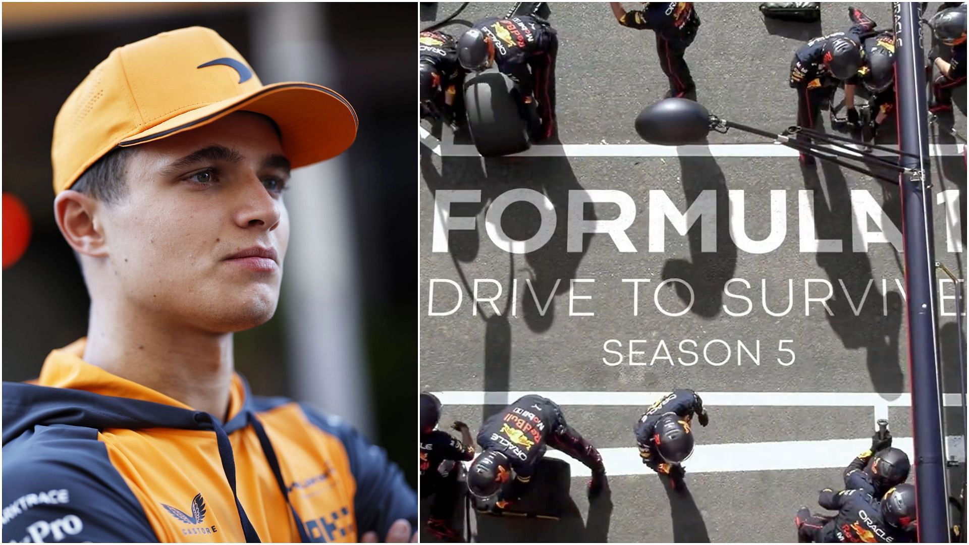 Lando Norris criticizes Drive to Survive for creating fake rivalries by interchanging radio messages (Collage via Sportskeeda)