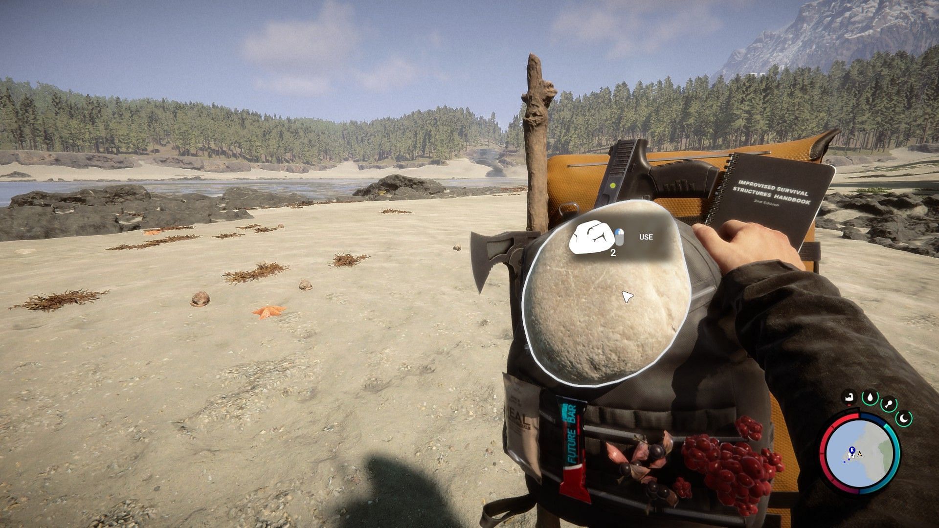 You can switch between weapons and items quickly using the Backpack in Sons of the Forest (Image via Endnight Games)