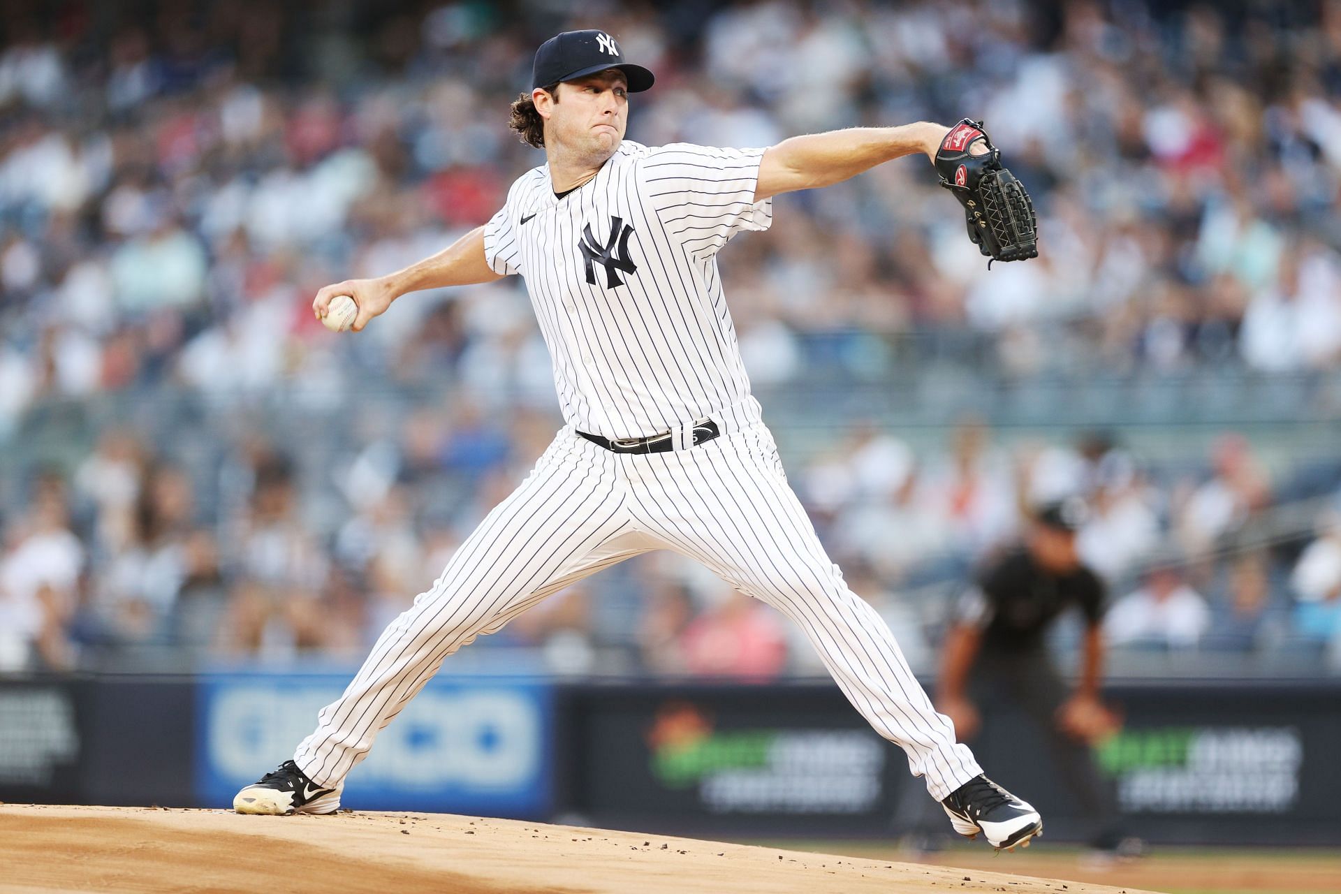 Gerrit Cole pitches during the first inning against the Tampa Bay Rays at Yankee Stadium.