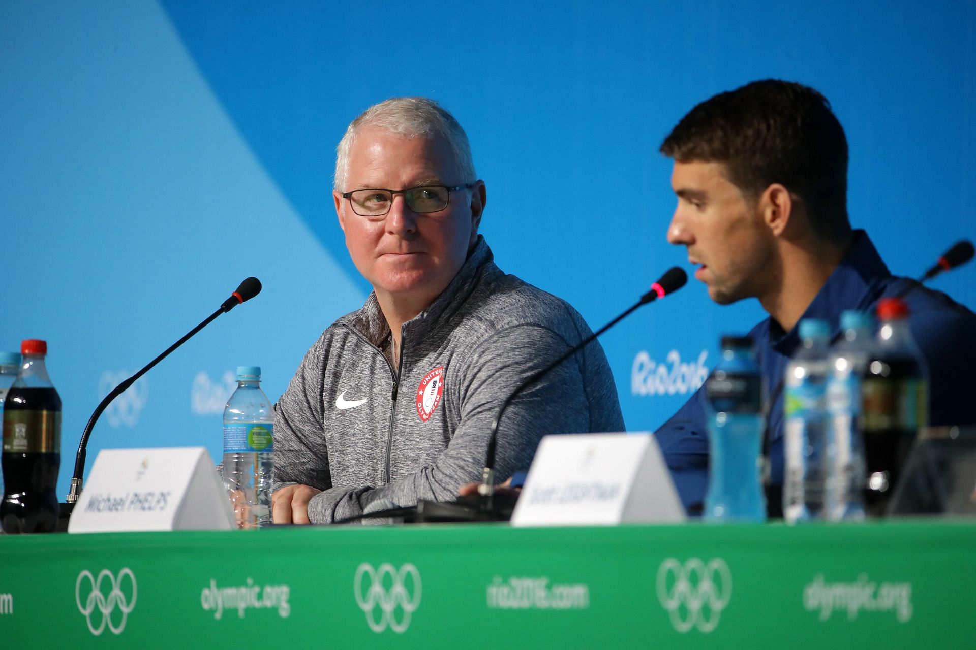 Bob Bowman and Michael Phelps of the United States (Photo by Chris Graythen/Getty Images)