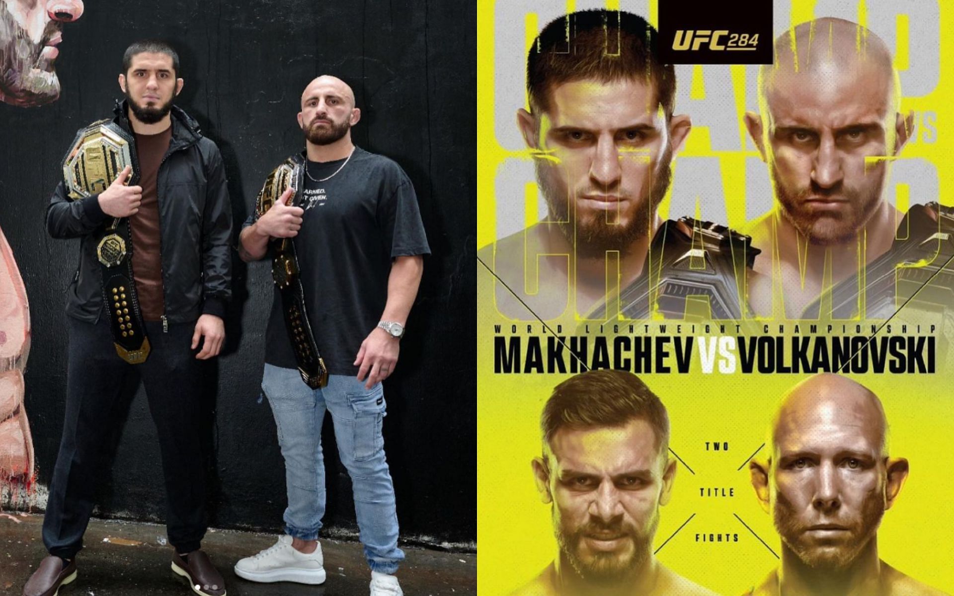 Islam Makhachev (left), Alexander Volkanovski (right) [Images courtesy of @alexvolkanovski on Instagram]