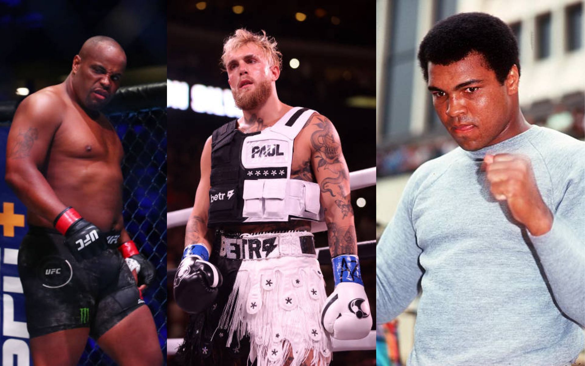 From left to right: Daniel Cormier, Jake Paul, and Muhammad Ali