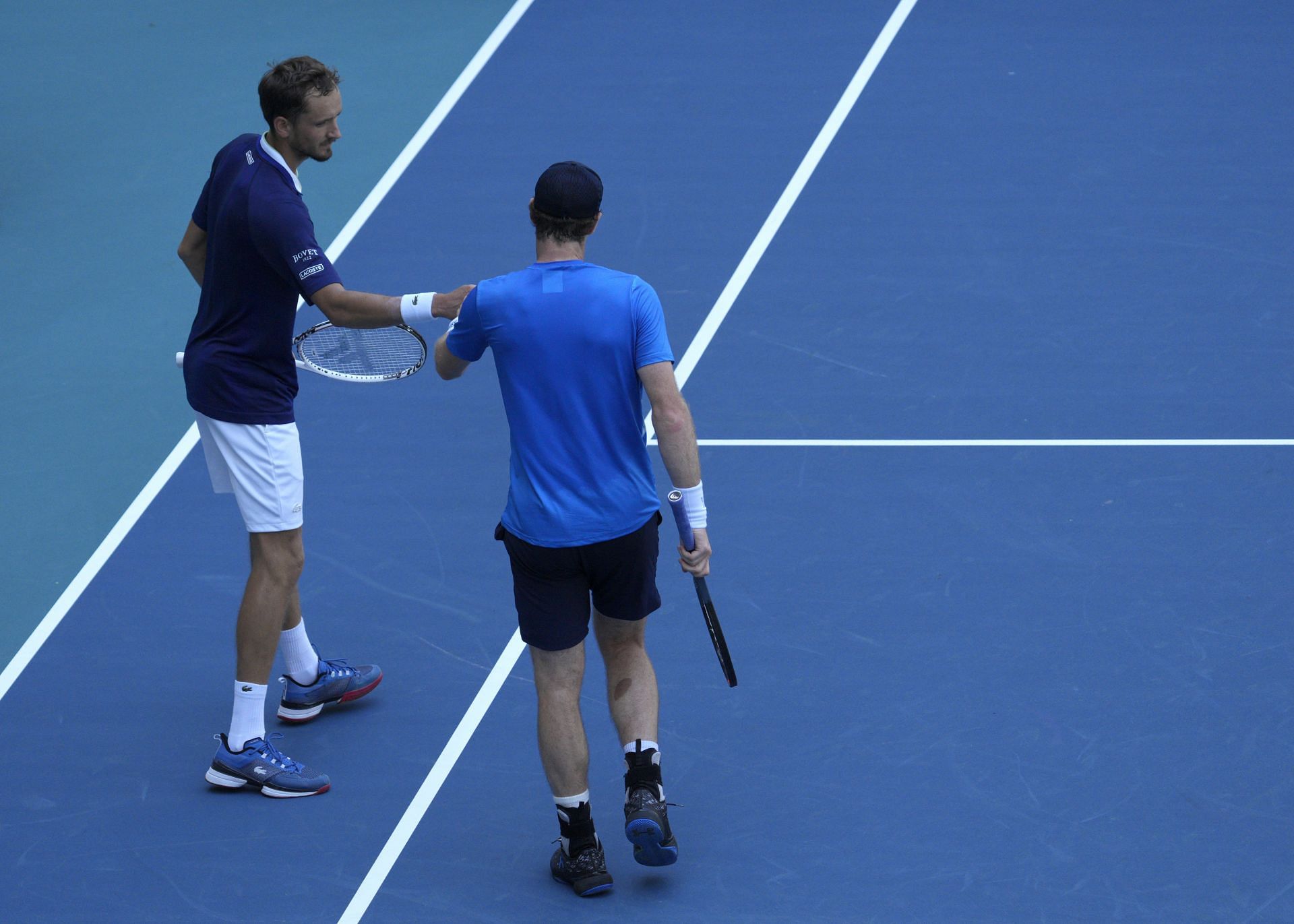 Andy Murray and Daniil Medvedev during the 2022 Miami Masters