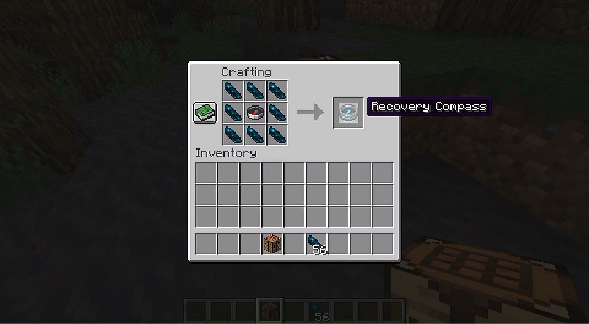 Recovery compass crafting recipe in Minecraft (Image via Mojang)