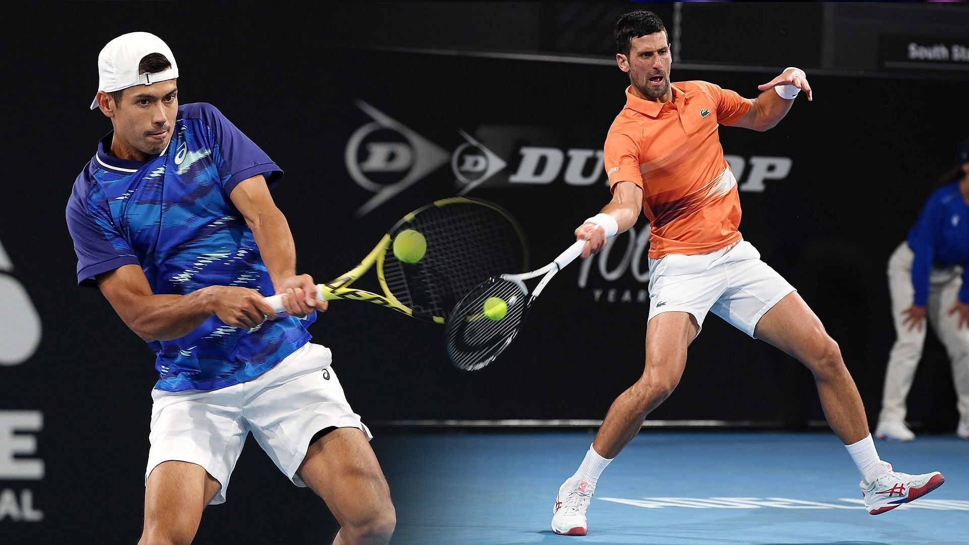 Jason Kubler (L) and Novak Djokovic (R)